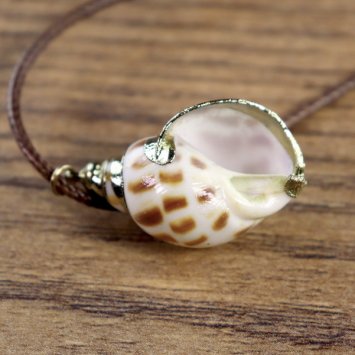 "Muschelkette", Wellhornschnecken Gehäuse mit goldener Farbe