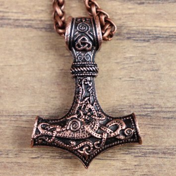 Necklace "Thor's Hammer" copper-colored, animal ornament