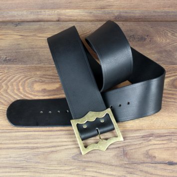 Preview: 7,5 x 146 cm - Piraten Gürtel, Büffelleder, Schwarz AM