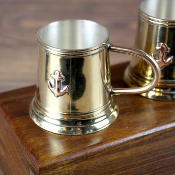 Preview: 4 Rumbecher mit Henkel und Holzbox