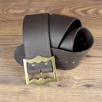 Preview: 7,5 x 120 cm Piraten Gürtel, Büffelleder, braun / Umfang 83 - 103 cm