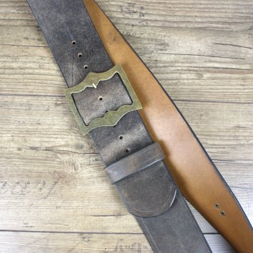 Crossbelt Vollrindleder Antik-Braun (XL), 7,5 cm breit mit Bandolier Schnalle, AM