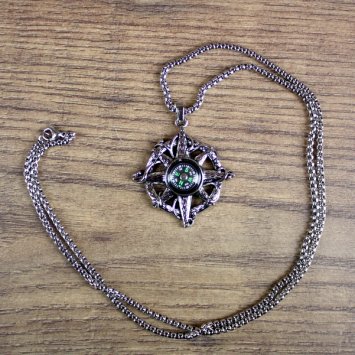 Kompass / Windrose silberfarben Amulett mit Wasser gelagertem Kompass