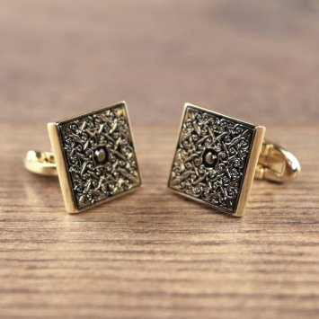 Preview: Manschettenknöpfe - Ornament 1, Farbe: Gold