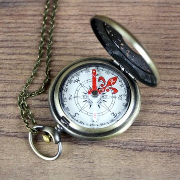 Taschenuhr Kompass, durchsichtiger Deckel mit Muster