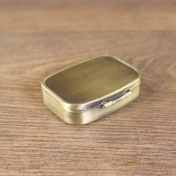 Pillendöschen mit 2 Fächer und Spiegel, Farbe: Altmessing