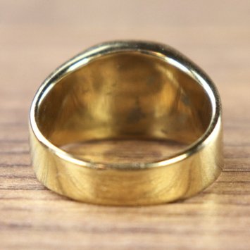 Keltischer Ring, rechteckiger Stein - Goldfarben / Grün