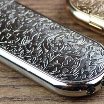 Metall Feuerzeug, flach, Ornament Muster