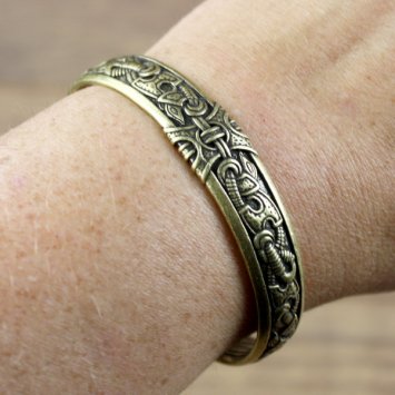 Metall Armband Wikinger, Schlangen Muster - Farbe: Bronze