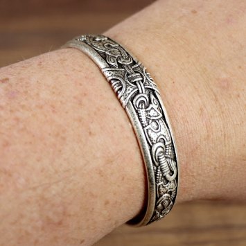 Metall Armband Wikinger, Schlangen Muster - Farbe: Silber