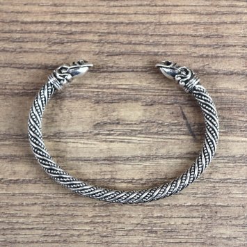 Metall Armband Rabe, geschlossener Schnabel - Farbe: Silber