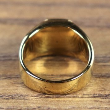 Preview: Keltischer Ring, rechteckiger Stein - Goldfarben / Grün