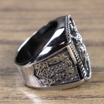 Preview: Axt Ring mit Kopf, silberfarben