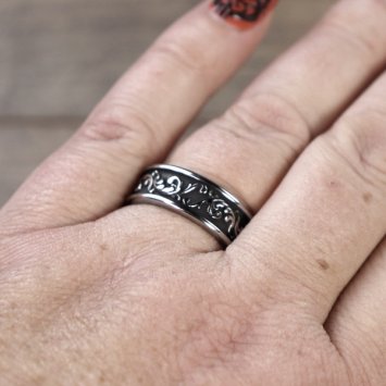 Preview: Farn Ranken Ring,  silberfarben