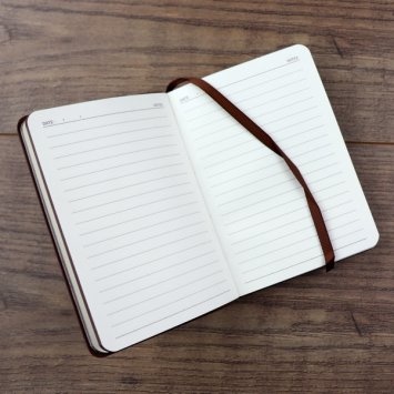 Kunstleder Notiz Buch - Rosenmuster - Dunkelbraun
