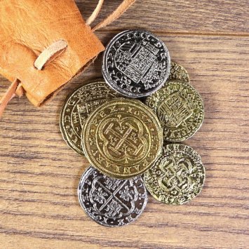 Preview: Spanish doubloons – coin set in a leather pouch embossed with 