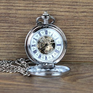 Taschenuhr - Skelettuhr - Mechanische Uhr mit Ornament Rand