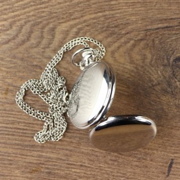 Preview: Schlichte Taschenuhr mit Klappdeckel, Farbe: Silber