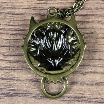 Preview: Wolfskopf, Fenris, mit Ring, altmessingfarben