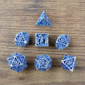 7 Stück Metall RPG Rollenspiel Würfel - 