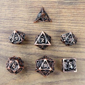 7 Stück Metall RPG Rollenspiel Würfel - 