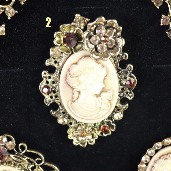 Motiv 2 Kamee Broschen Farbe: Braun, Beige und Altgold