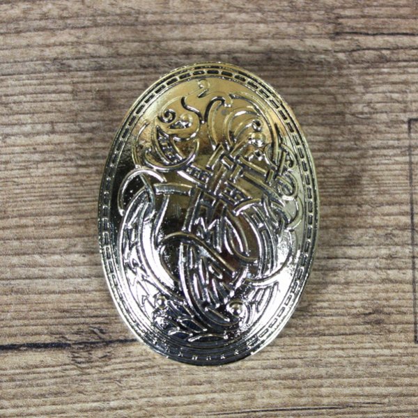 Wikinger ovale Brosche, Schalenfibel, goldfarben