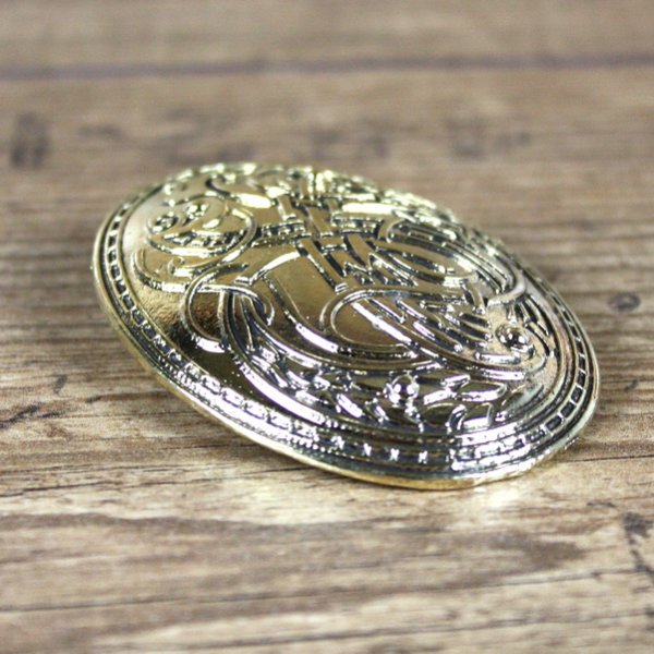 Wikinger ovale Brosche, Schalenfibel, goldfarben