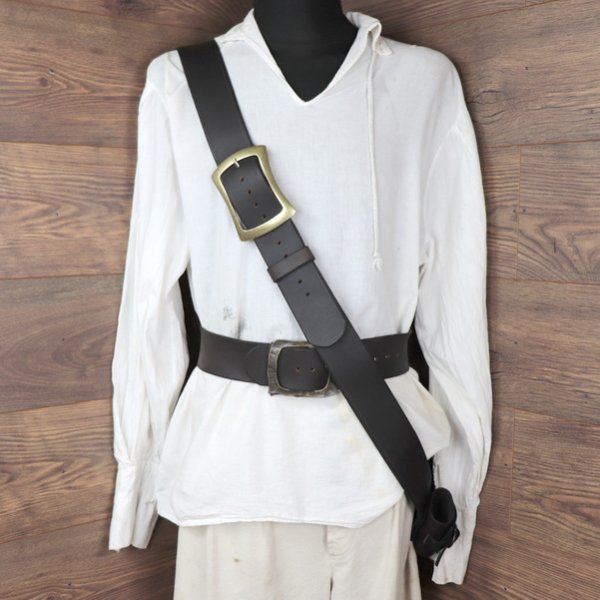 Einfachen Crossbelt 6 cm, Büffelleder, Dunkelbraun (L)