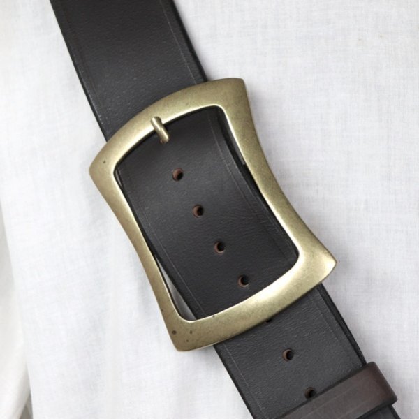 Einfachen Crossbelt 6 cm, Büffelleder, Dunkelbraun (L)