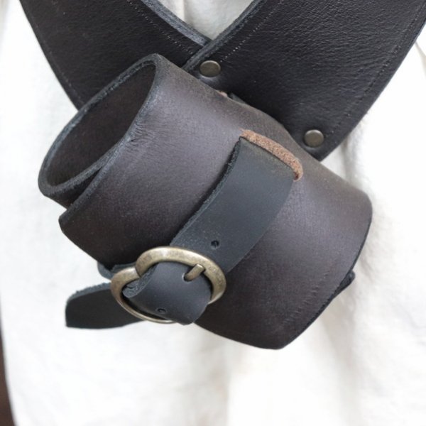 Einfachen Crossbelt 6 cm, Büffelleder, Dunkelbraun (L)