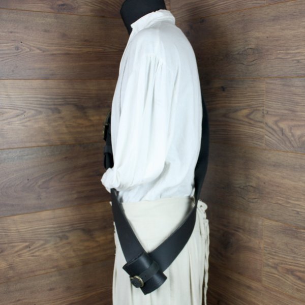 Einfacher Crossbelt, Büffelleder, Schwarz (XL) - 6 cm - Schnalle: AM