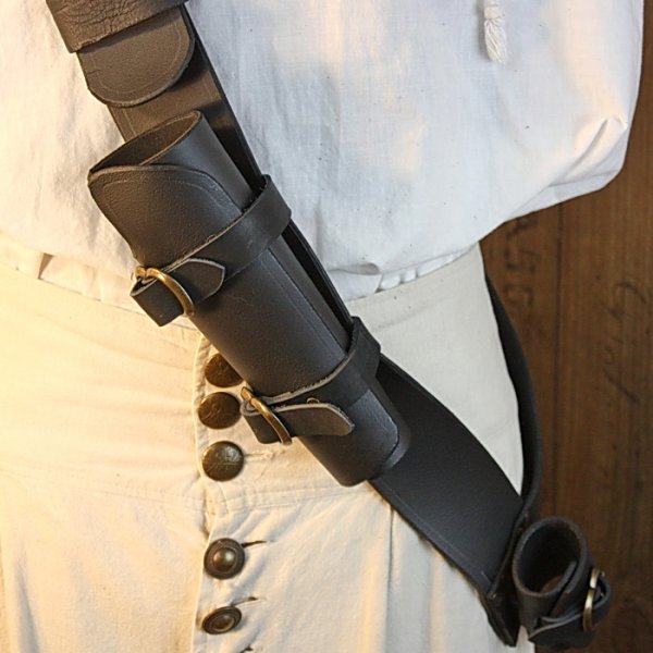 Einfacher Crossbelt, Büffelleder, Schwarz (XL) - 6 cm - Schnalle: AM