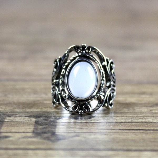 Mondstein - Imitat - Silberfarben Ring