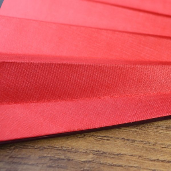 Bamboo / Silk Fan, Bordeaux-Red, 59 x 34 cm