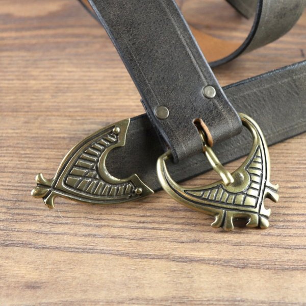 4 x 143 cm - High Middle Ages Belt Antique Brown, Buckle AB
