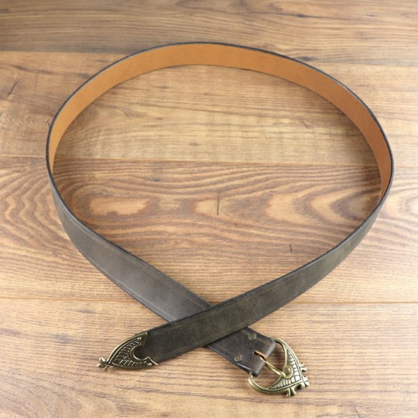 4 x 143 cm - High Middle Ages Belt Antique Brown, Buckle AB