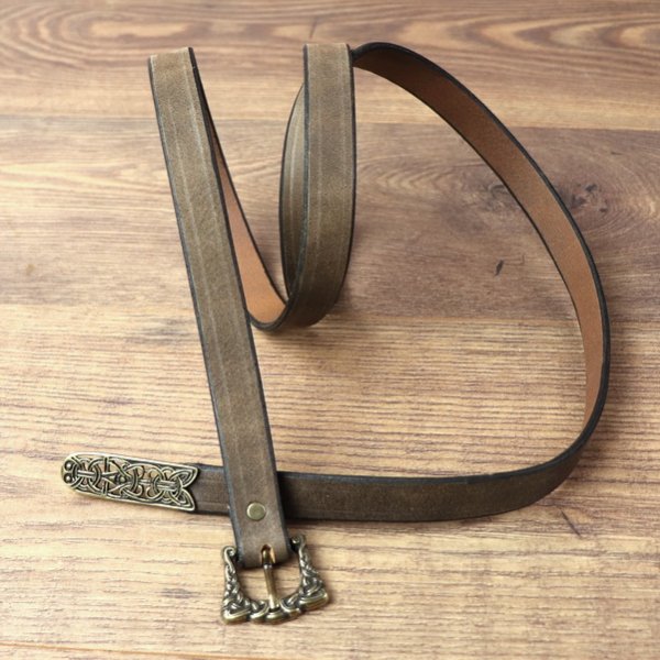 2 x 155 cm - Viki Belt, Antique Brown, AB, with metal tip