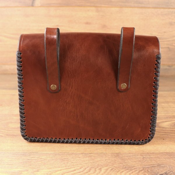 Gürteltasche, groß, Buchtasche, Mittelbraun, mit Schnallen