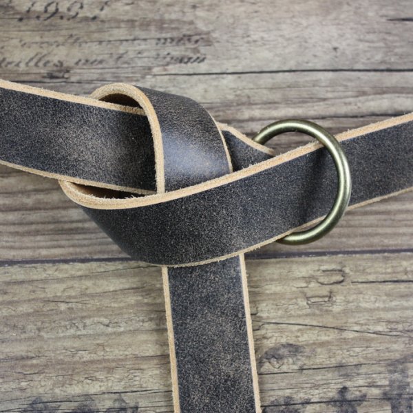 3 x 142 cm - Ring Belt Antique Brown, Ring Color: Antique Brass