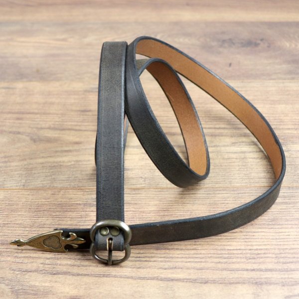 2 x 147 cm - late medieval belt, antique brown, AM, with metal tip