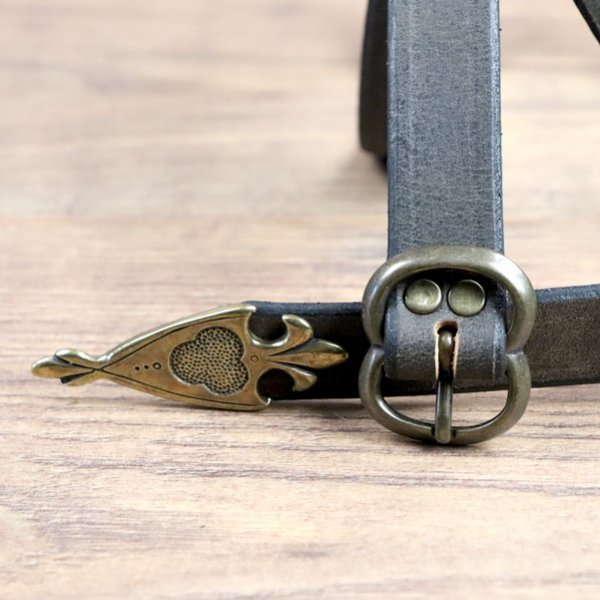 2 x 147 cm - late medieval belt, antique brown, AM, with metal tip