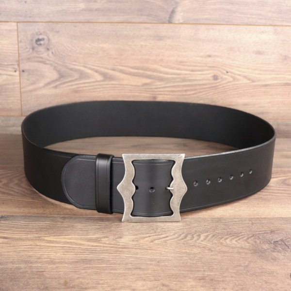 7,5 x 143 cm, Umfang von 111 - 132 cm, Piraten Gürtel, Rindsleder, Schwarz, AS