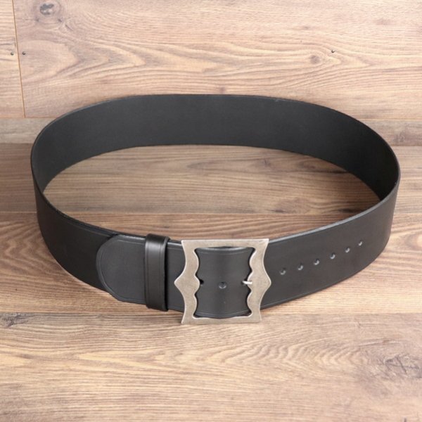 7,5 x 143 cm, Umfang von 111 - 132 cm, Piraten Gürtel, Rindsleder, Schwarz, AS