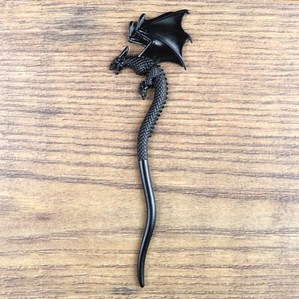 Haarnadel Drache, mit geschwungener "Nadel"- Schwarz