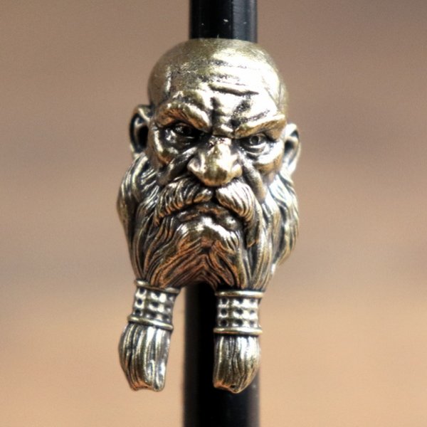 6 mm hair bead bearded man's head - AM