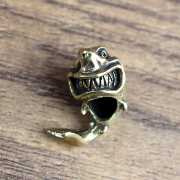 2 x 4 mm top, 6 mm bottom hair bead / necklace pendant grinning shark - AM