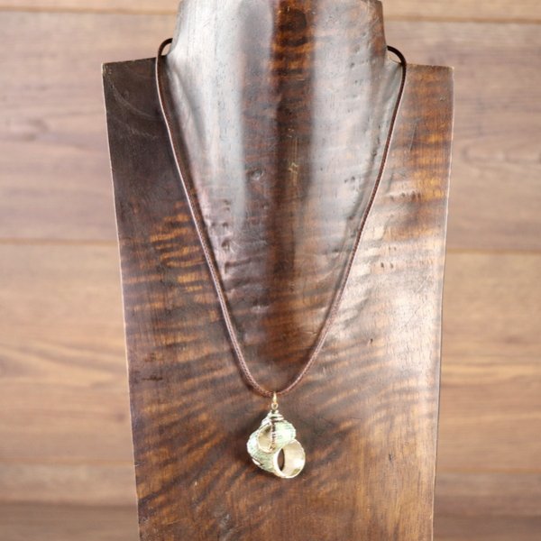 "Muschelkette", Schnecken Gehäuse, türkis mit goldener Farbe