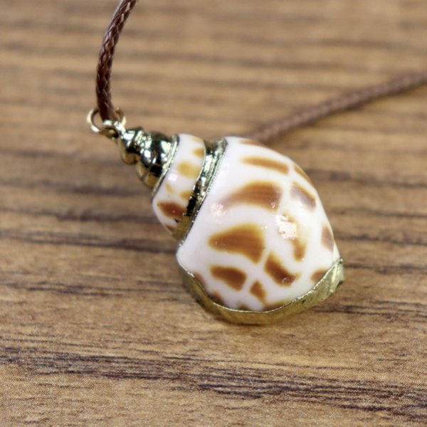 "Muschelkette", Wellhornschnecken Gehäuse mit goldener Farbe