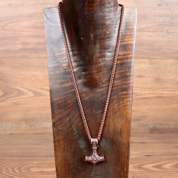 Necklace "Thor's Hammer" copper-colored, animal ornament